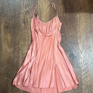 Vtg Victorias Secret Nightie Slip Dress S Pink Coral Satin Gold Label